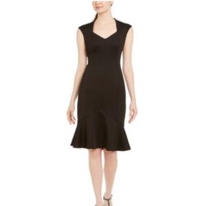 Calvin Klein black fitted dress with sweet heart neck